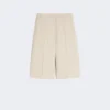 Wool, mohair and silk canvas bermuda shorts, sand