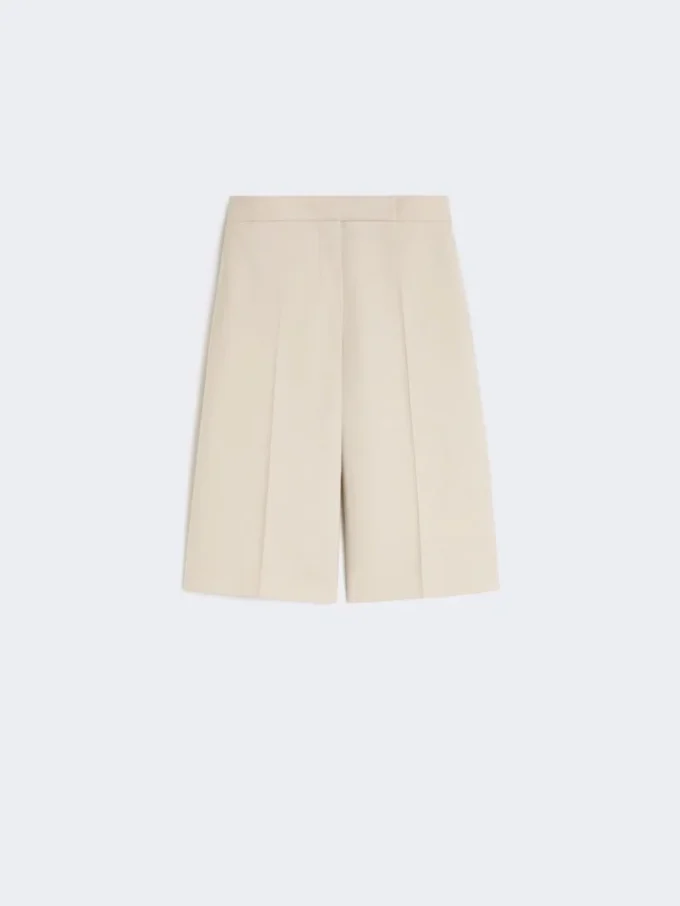 Wool, mohair and silk canvas bermuda shorts, sand