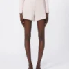 Wool, mohair and silk canvas shorts, beige pink