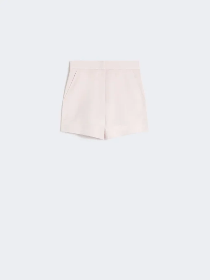 Wool, mohair and silk canvas shorts, beige pink