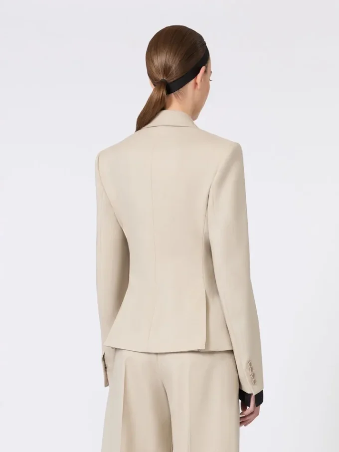 Wool, mohair and silk double-breasted blazer, sand