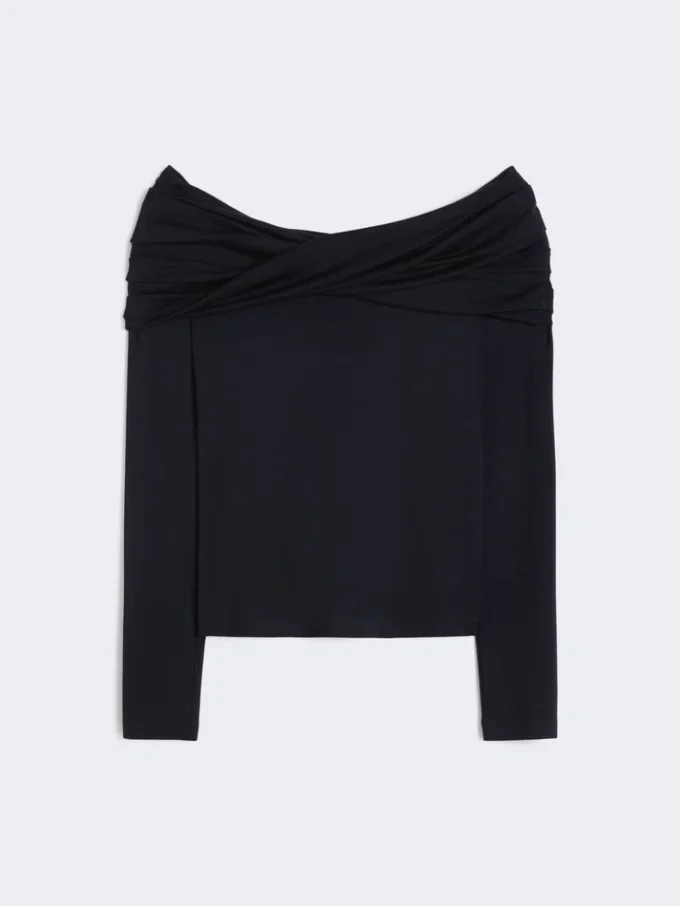 Wool off-the-shoulder top, ultramarine