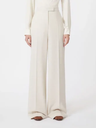 Wool piqua trousers, ivory