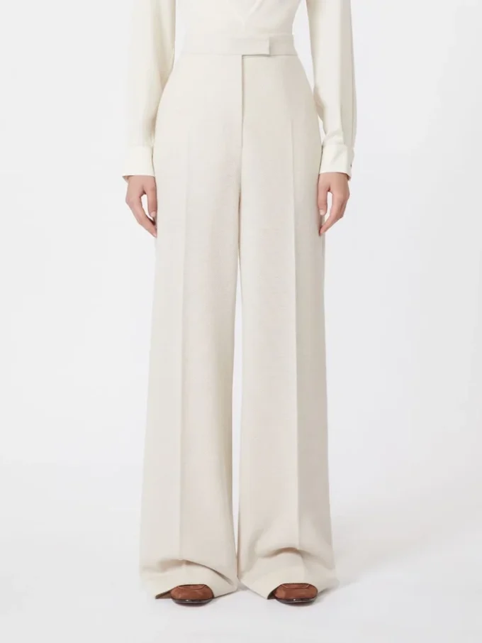 Wool piqua trousers, ivory Wool piqua trousers, ivory