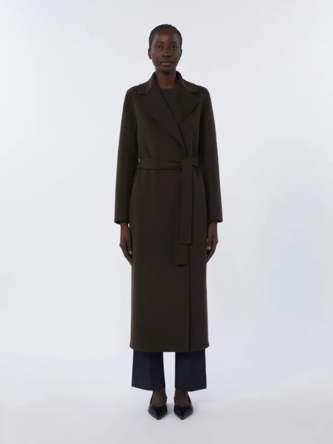 Wool robe coat, dark green