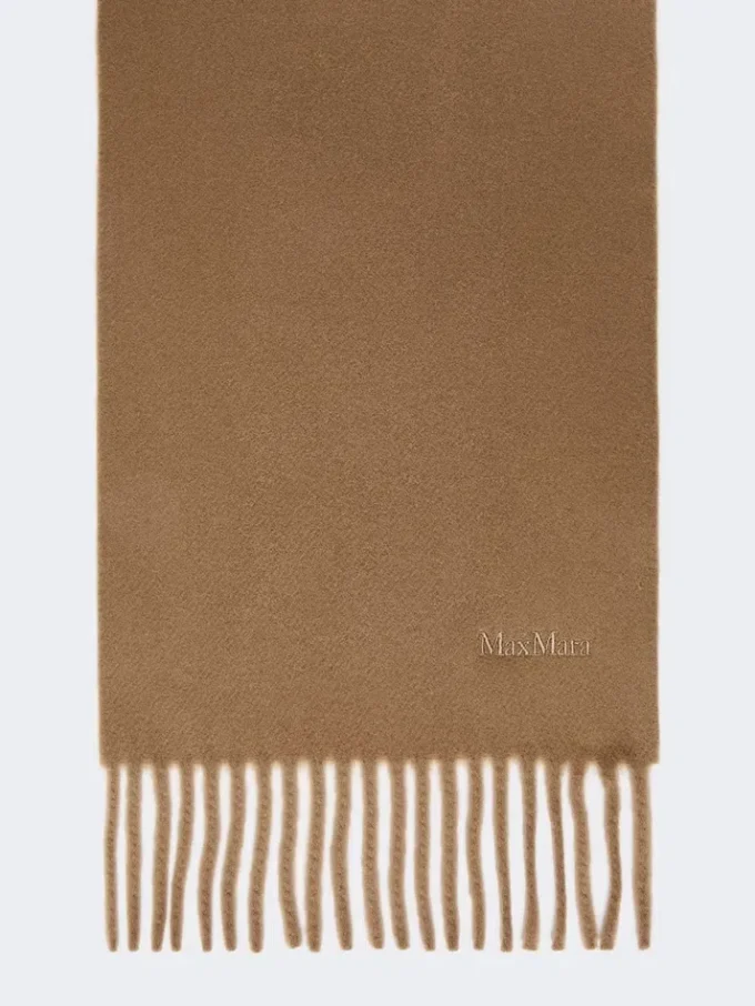Wool scarf with embroidery, brown