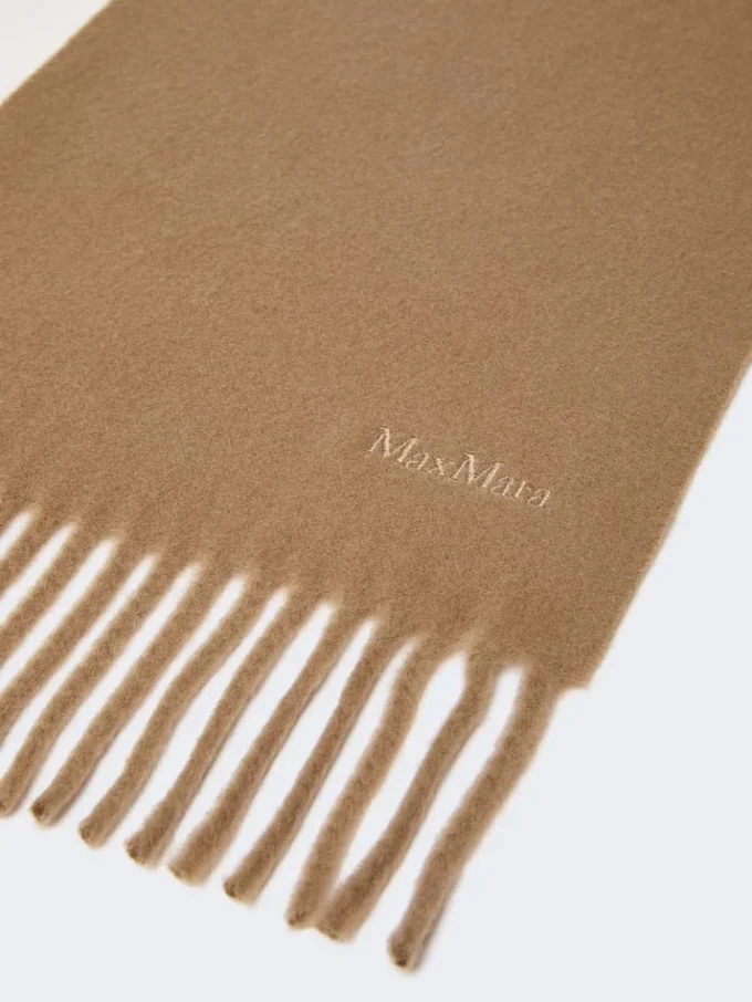 Wool scarf with embroidery, brown