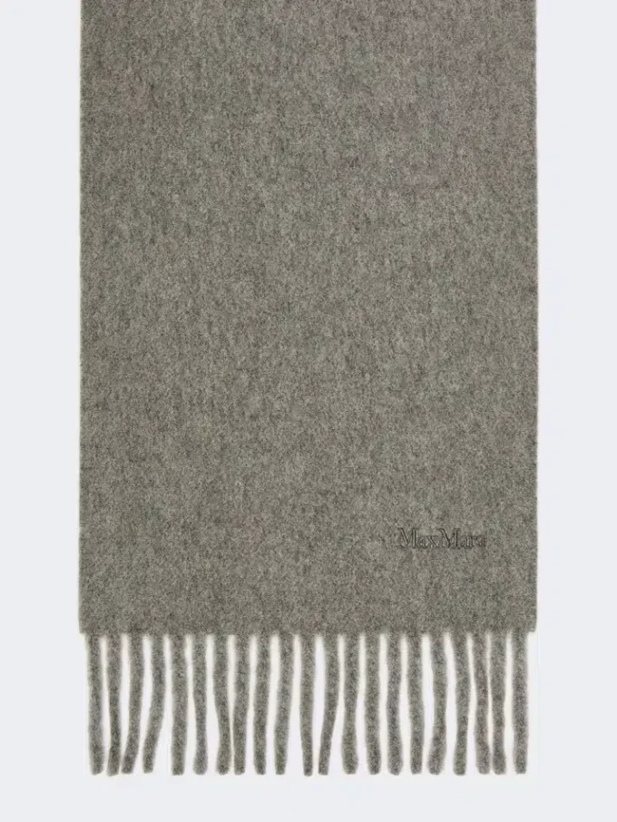 Wool scarf with embroidery, medium grey