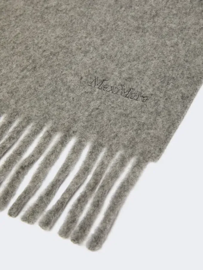 Wool scarf with embroidery, medium grey