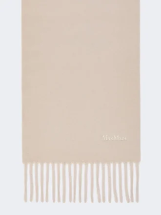 Wool scarf with embroidery, turtledove Wool scarf with embroidery, turtledove