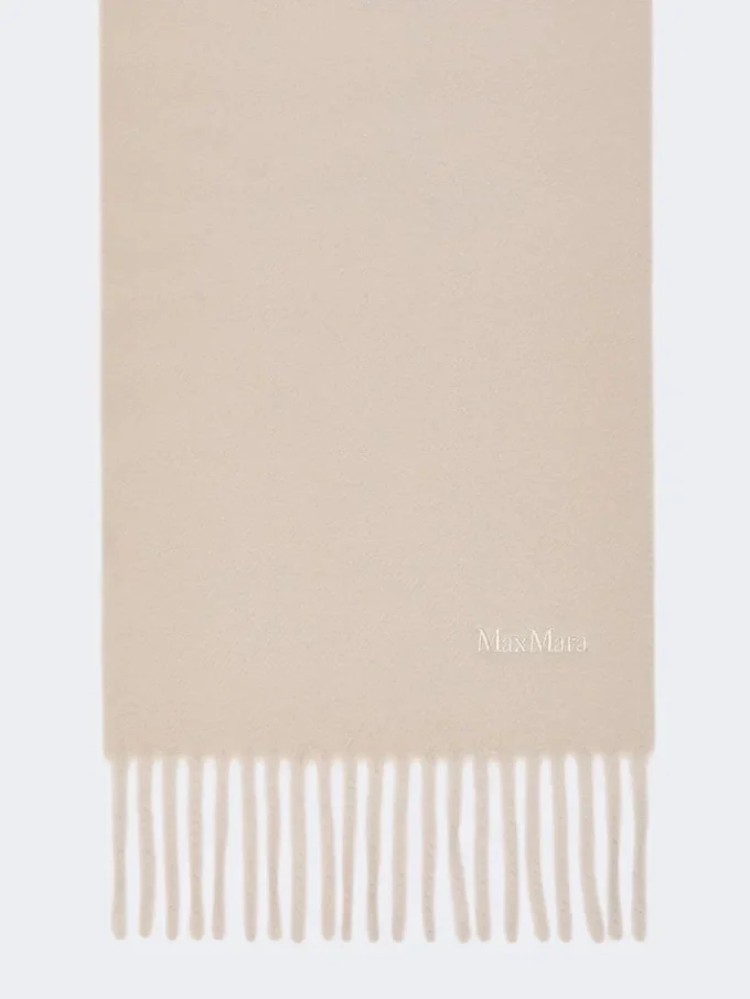 Wool scarf with embroidery, turtledove