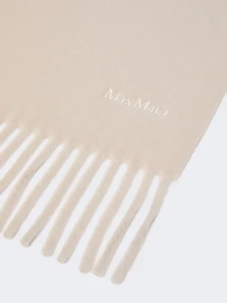 Wool scarf with embroidery, turtledove Wool scarf with embroidery, turtledove