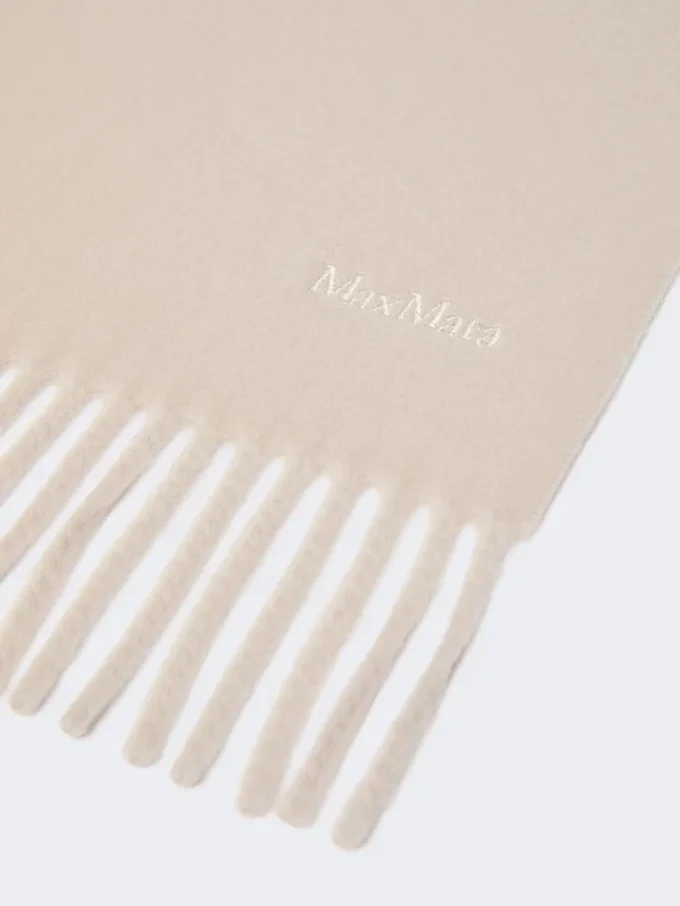 Wool scarf with embroidery, turtledove