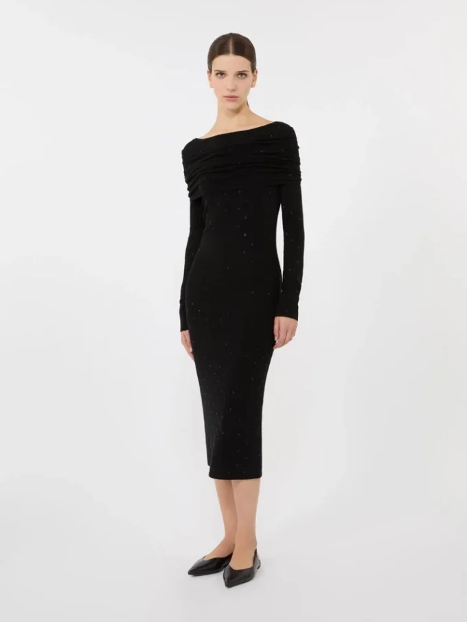 Wool yarn dress, black