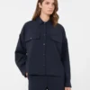 Woollen cloth cropped jacket, navy