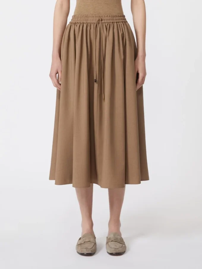 Woollen cloth midi skirt, hazelnut brown