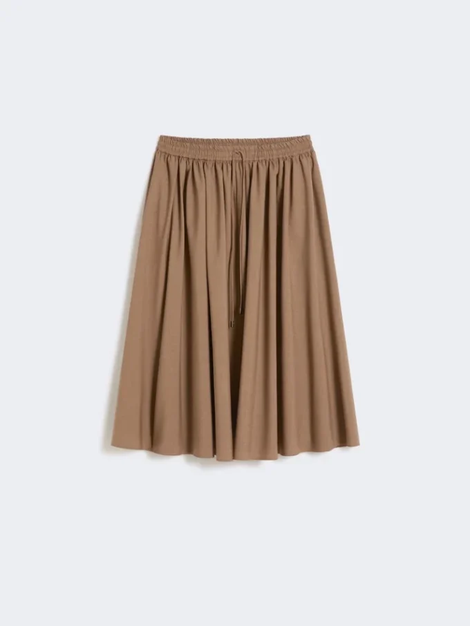 Woollen cloth midi skirt, hazelnut brown
