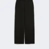 Woollen cloth palazzo trousers, black