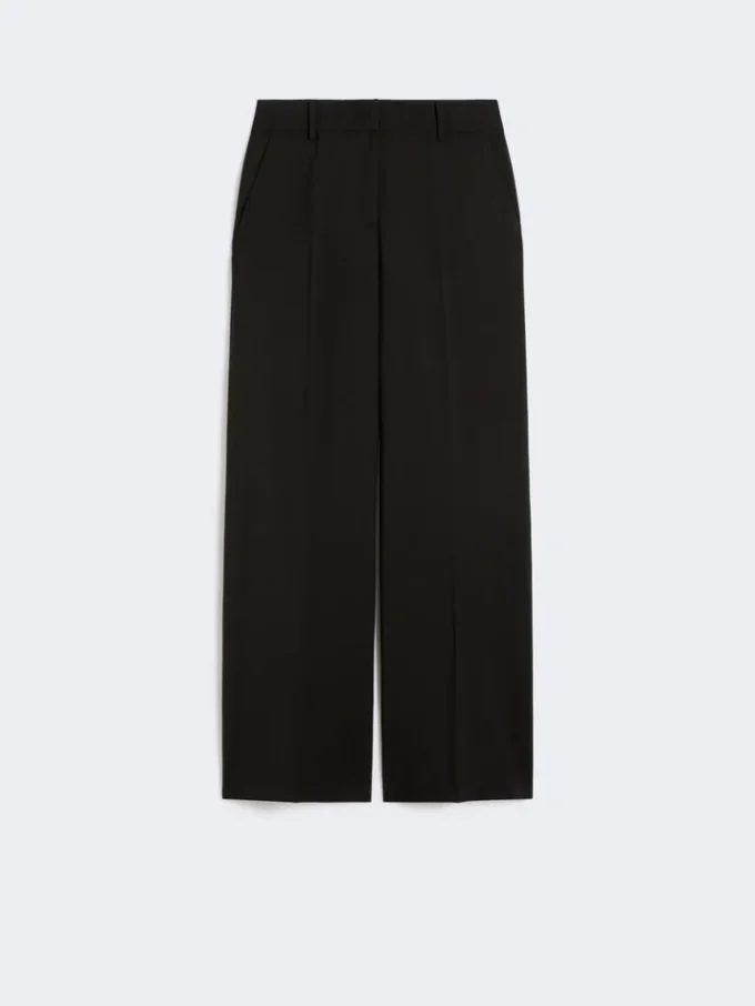 Woollen cloth palazzo trousers, black