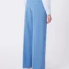Woollen cloth palazzo trousers, light blue