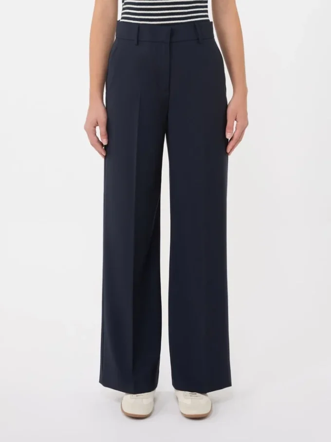 Woollen cloth palazzo trousers, navy