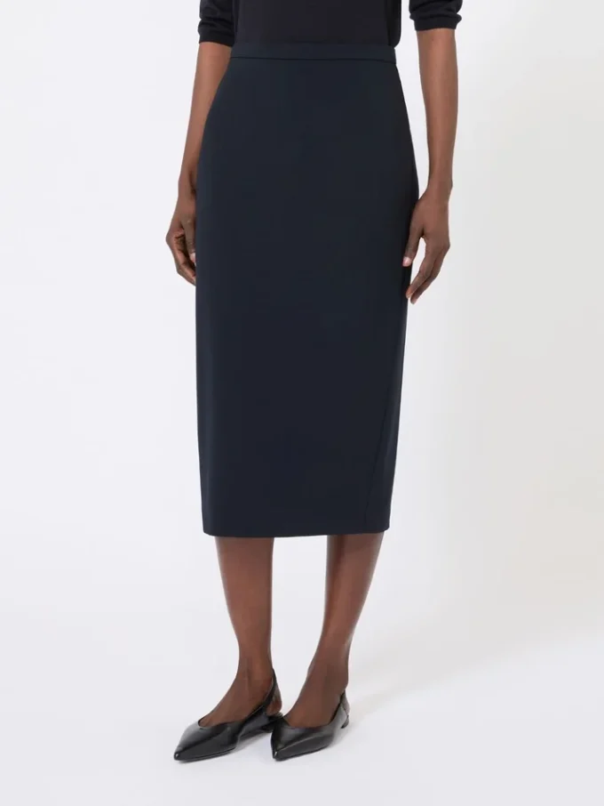 Woollen cloth pencil skirt, ultramarine