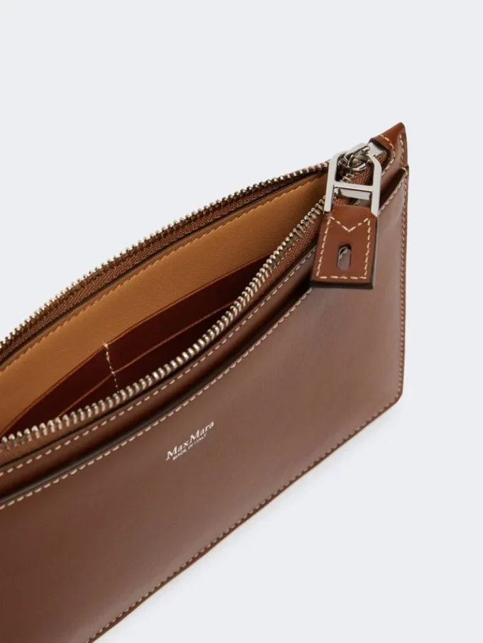 Wrist-strap leather pouch, amber brown Wrist-strap leather pouch, amber brown